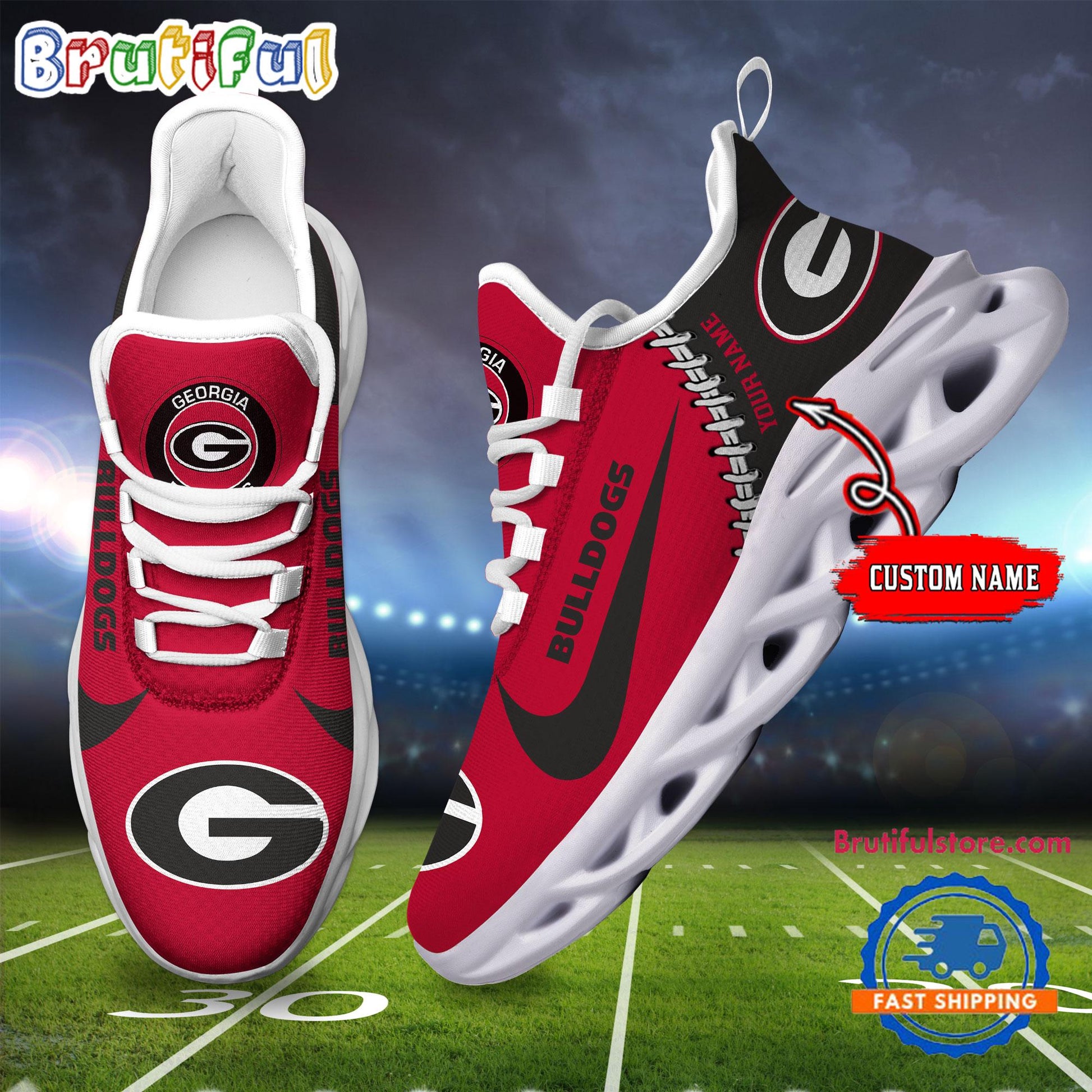 Footwearstorm Georgia Bulldogs Max Soul Shoes Sneakers For Men And Women 1