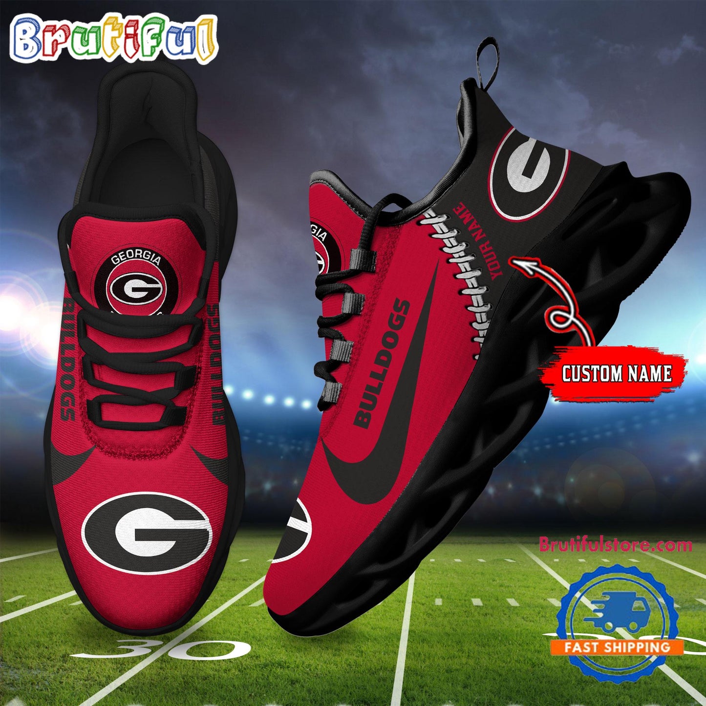 Footwearstorm Georgia Bulldogs Max Soul Shoes Sneakers For Men And Women 1