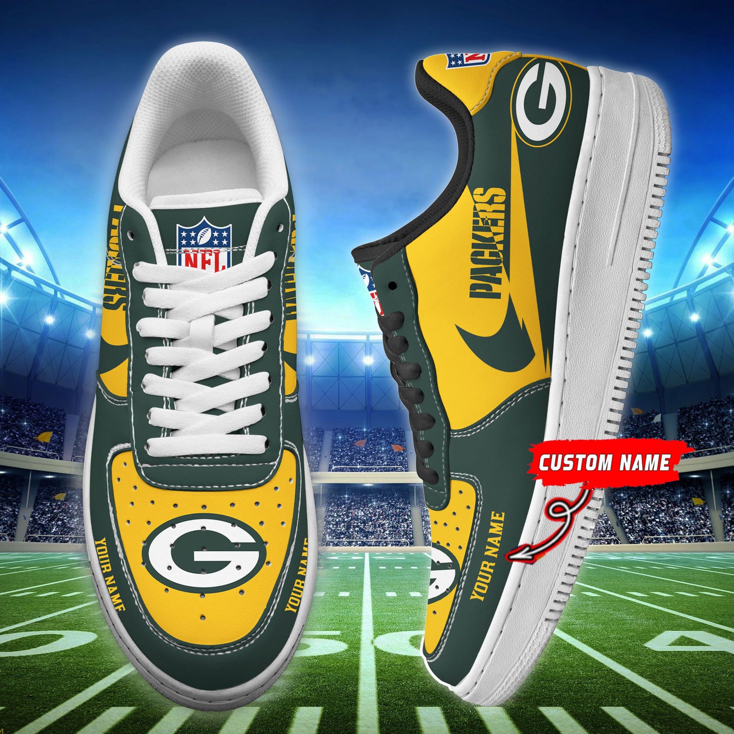 Footwearstorm Green Bay Packers NFL Air Low-Top Sneakers Shoes For Men And Women 1205281