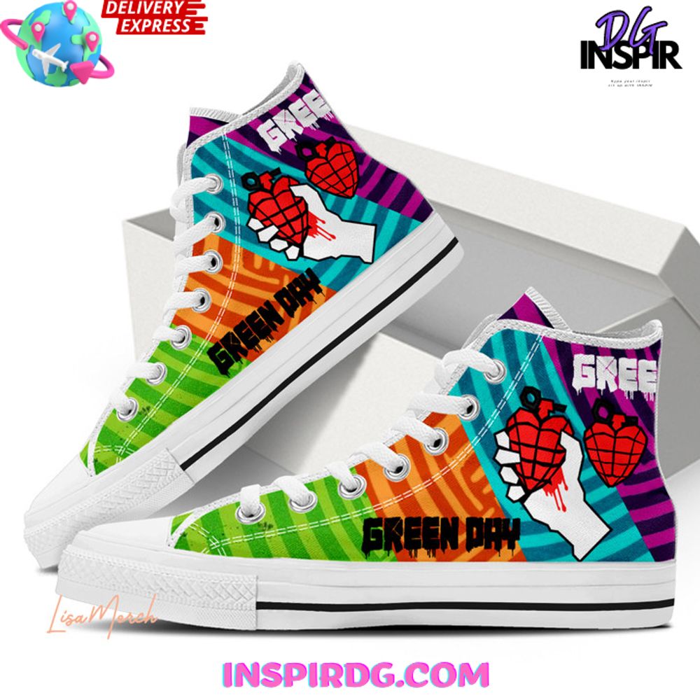 Footwearstorm Green Day High Top Canvas Sneakers Shoes For Men And Women 2