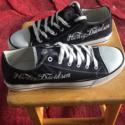 Footwearstorm Harley Davidson Low Top Canvas Sneakers Shoes For Men And Women 2