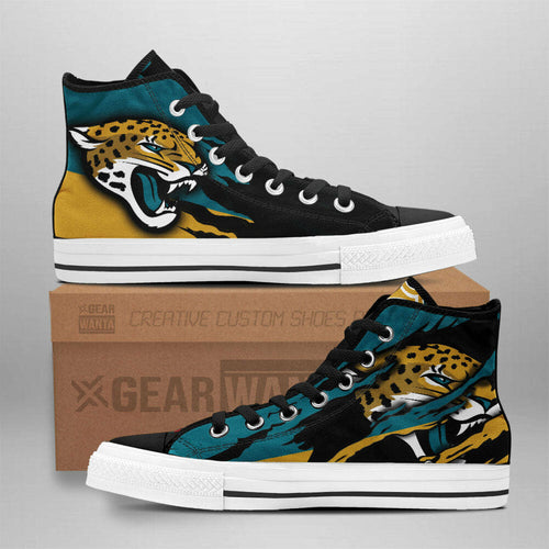 Footwearstorm Jacksonville Jaguars High Top Canvas Sneakers Shoes For Men And Women 1