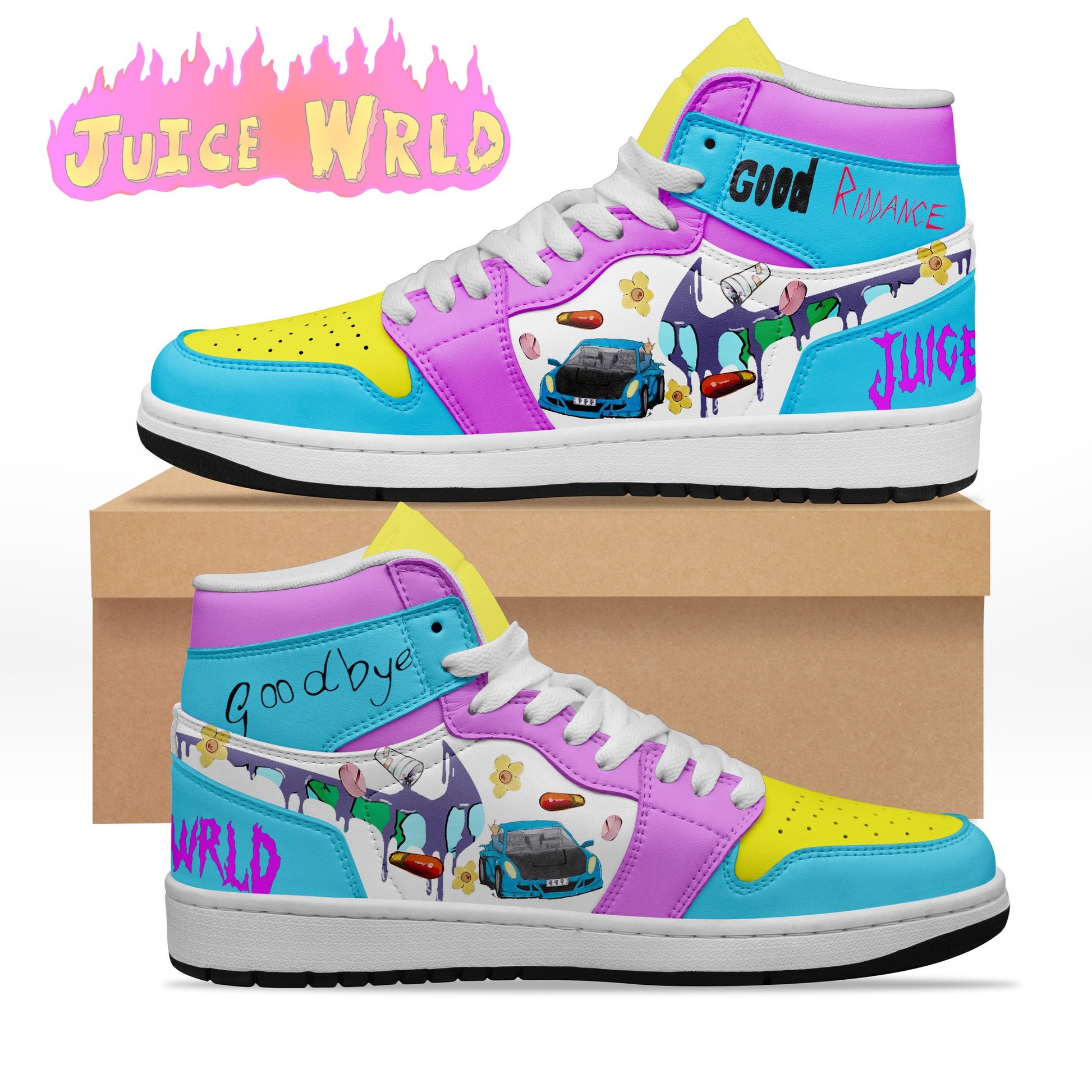 Footwearstorm Juice WRLD AJ1 High Sneakers Shoes For Men And Women 2