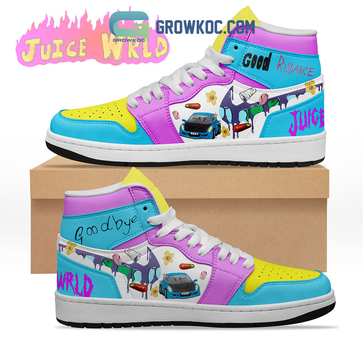 Footwearstorm Juice WRLD AJ1 High Sneakers Shoes For Men And Women 1