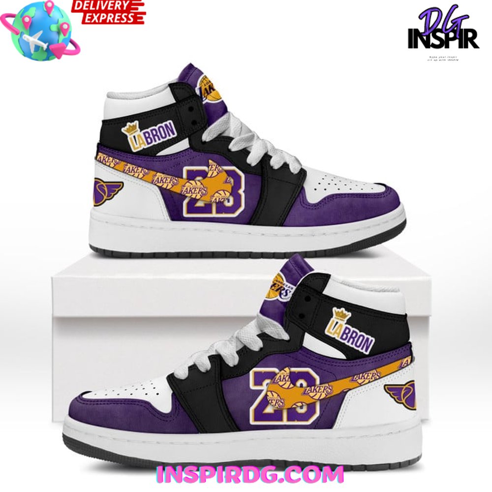 Footwearstorm Los Angeles Lakers AJ1 High Sneakers Shoes For Men And Women 2