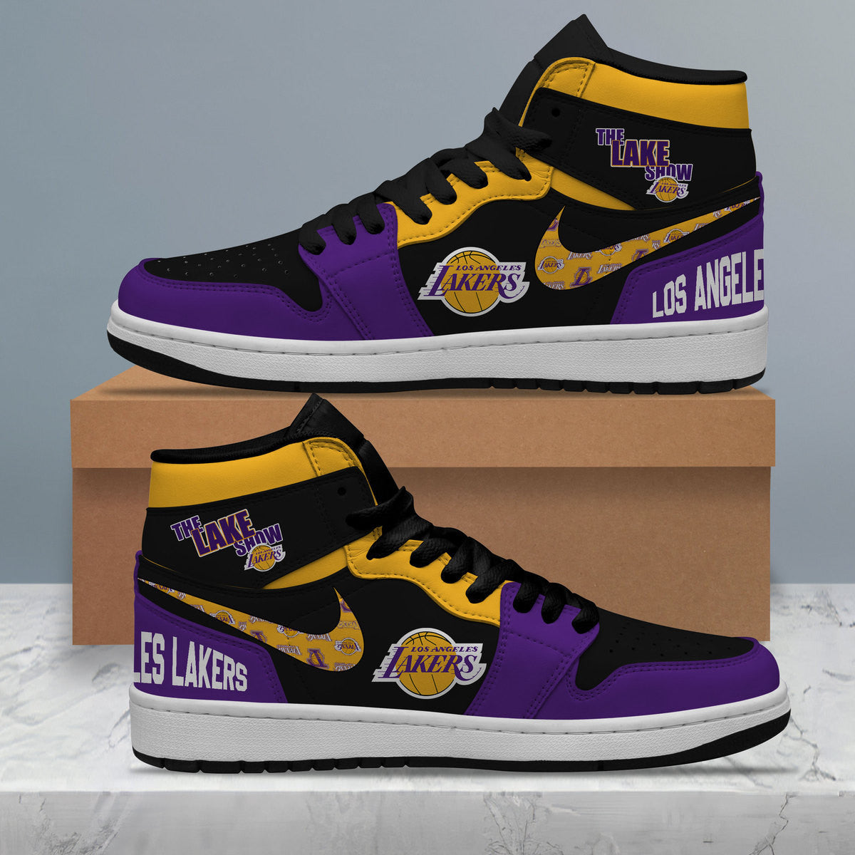Footwearstorm Los Angeles Lakers AJ1 High Sneakers Shoes For Men And Women 1