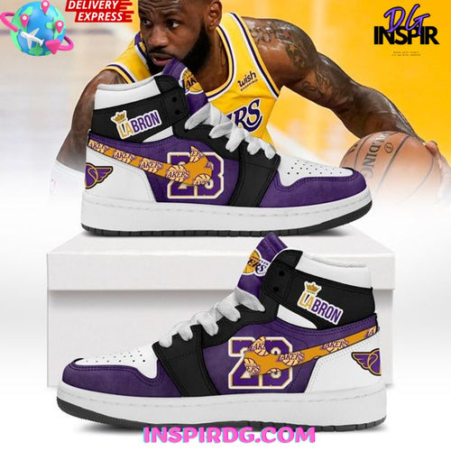Footwearstorm Los Angeles Lakers AJ1 High Sneakers Shoes For Men And Women 2