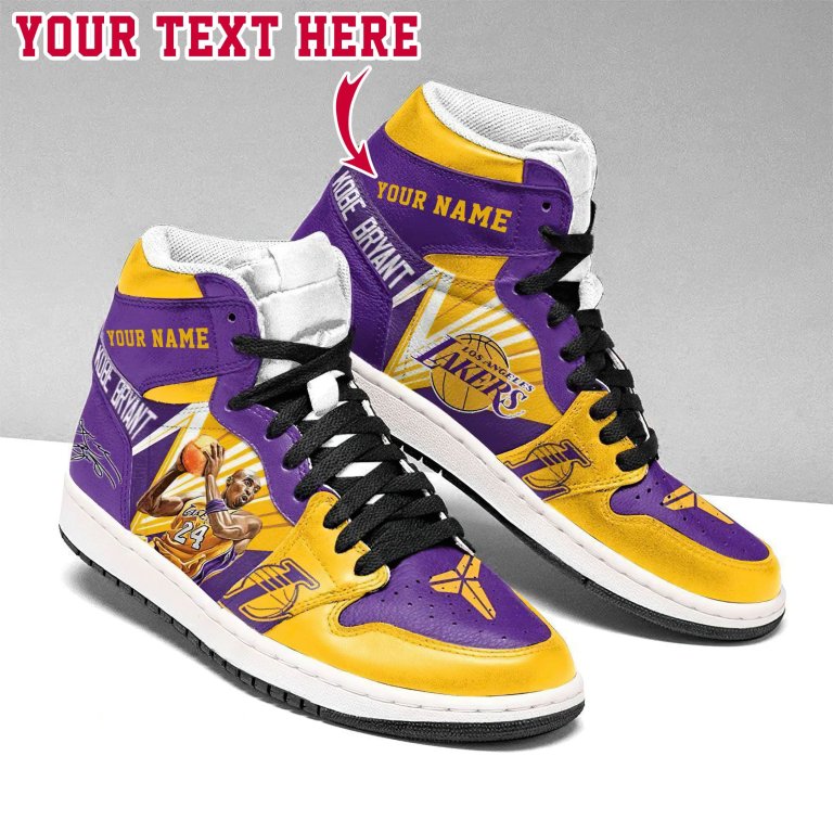 Footwearstorm Los Angeles Lakers NBA AJ1 High Sneakers Shoes For Men And Women 1