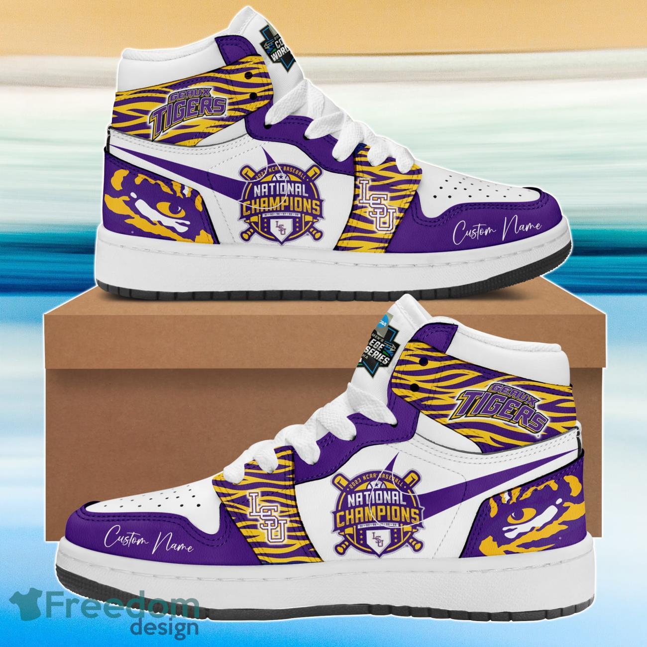 Footwearstorm LSU Tigers AJ1 High Sneakers Shoes For Men And Women 1