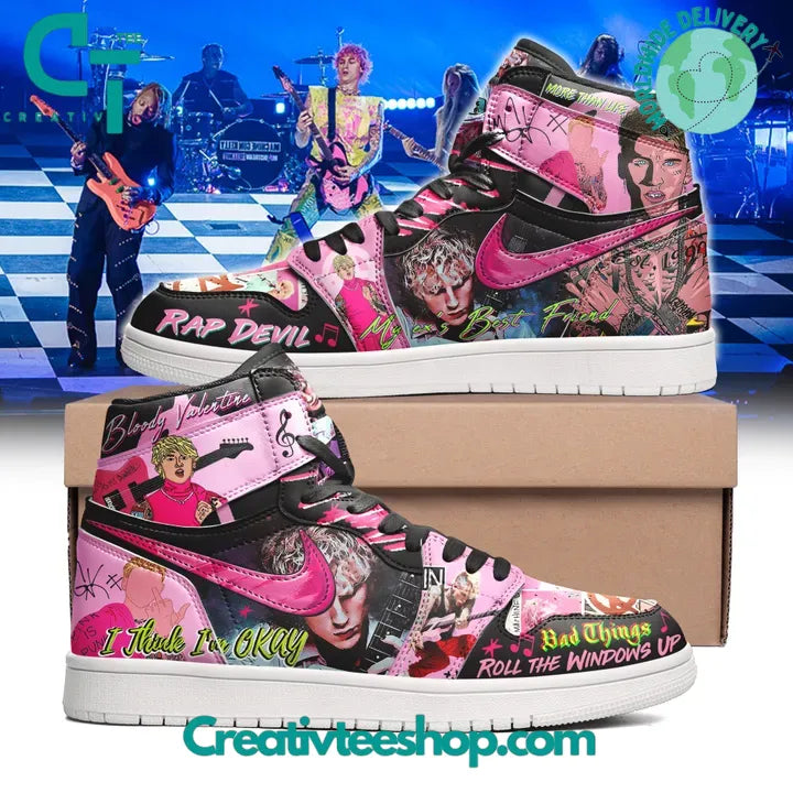 Footwearstorm Machine Gun Kelly AJ1 High Sneakers Shoes For Men And Women 1