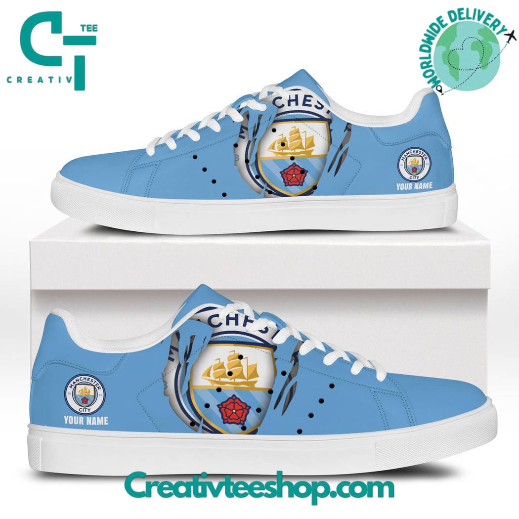 Footwearstorm Manchester City Blue  Skate Stan Shoes Sneakes For Men And Women 1