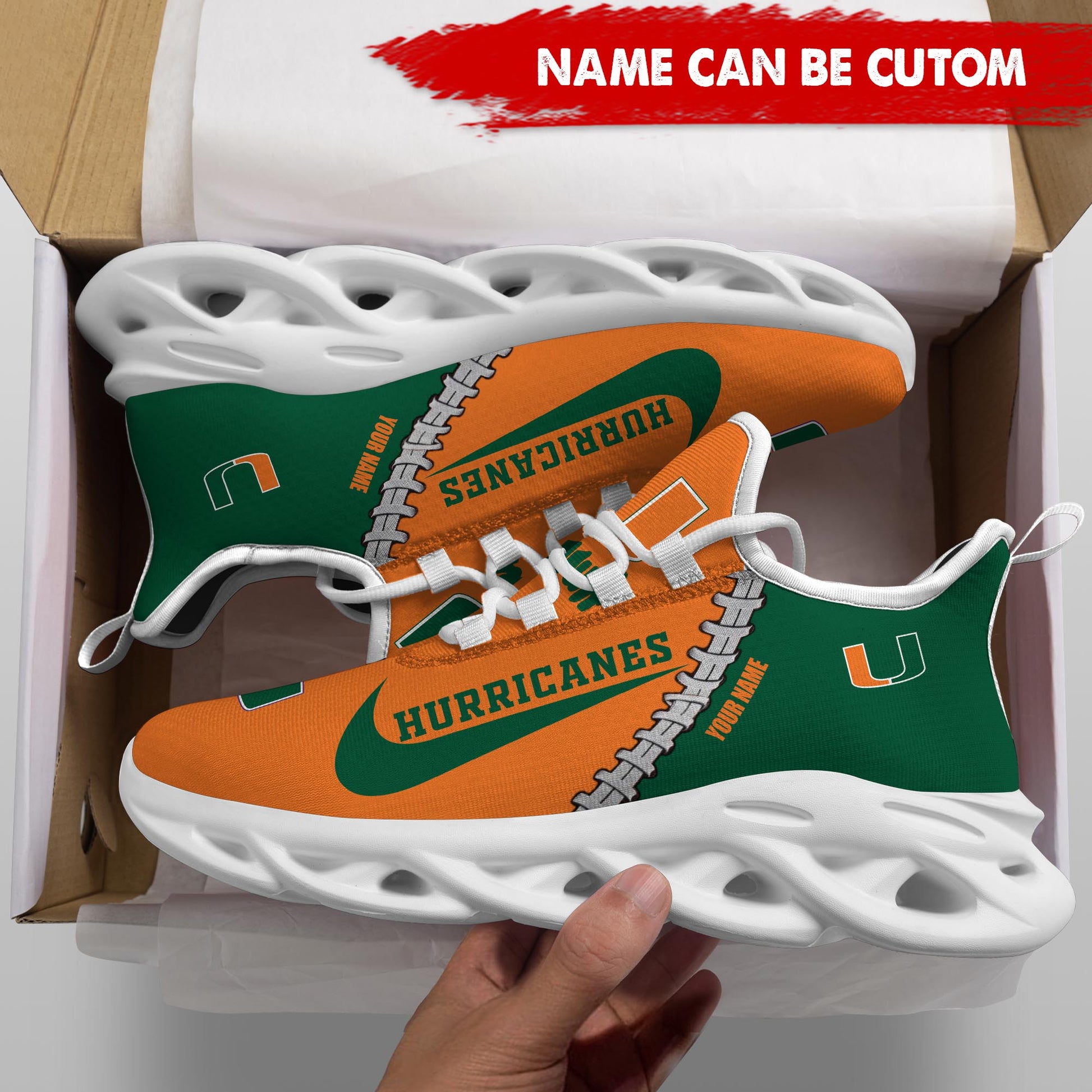 Footwearstorm Miami Hurricanes Max Soul Shoes Sneakers For Men And Women 2