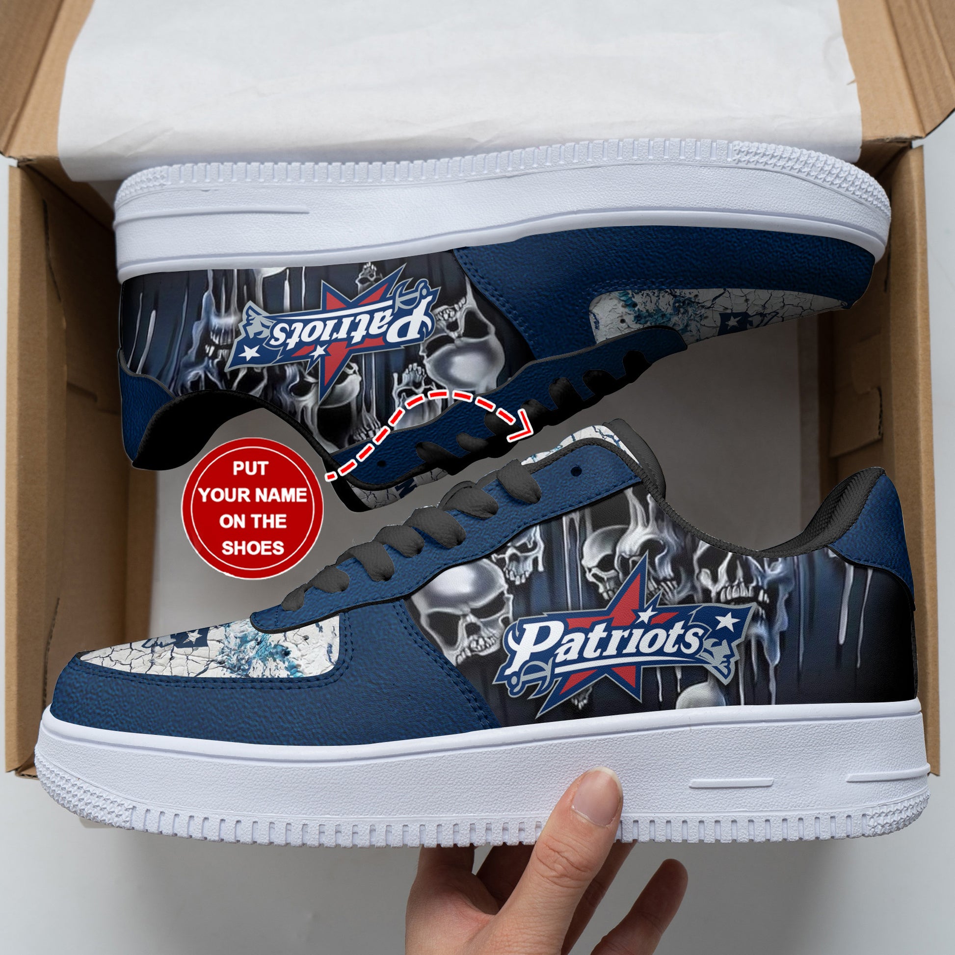 Footwearstorm New England Patriots NFL Air Low-Top Sneakers Shoes For Men And Women 1205383