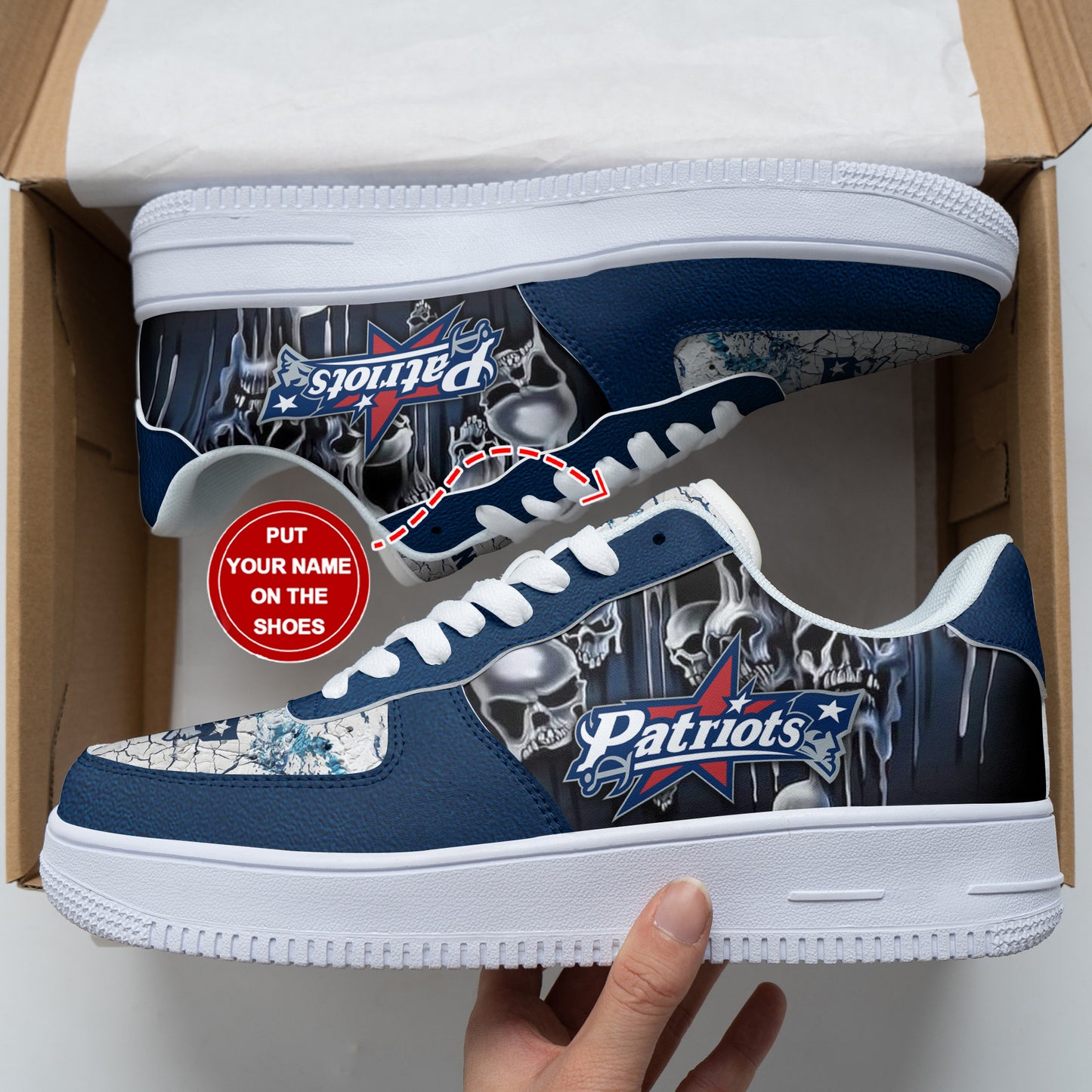 Footwearstorm New England Patriots NFL Air Low-Top Sneakers Shoes For Men And Women 1205383