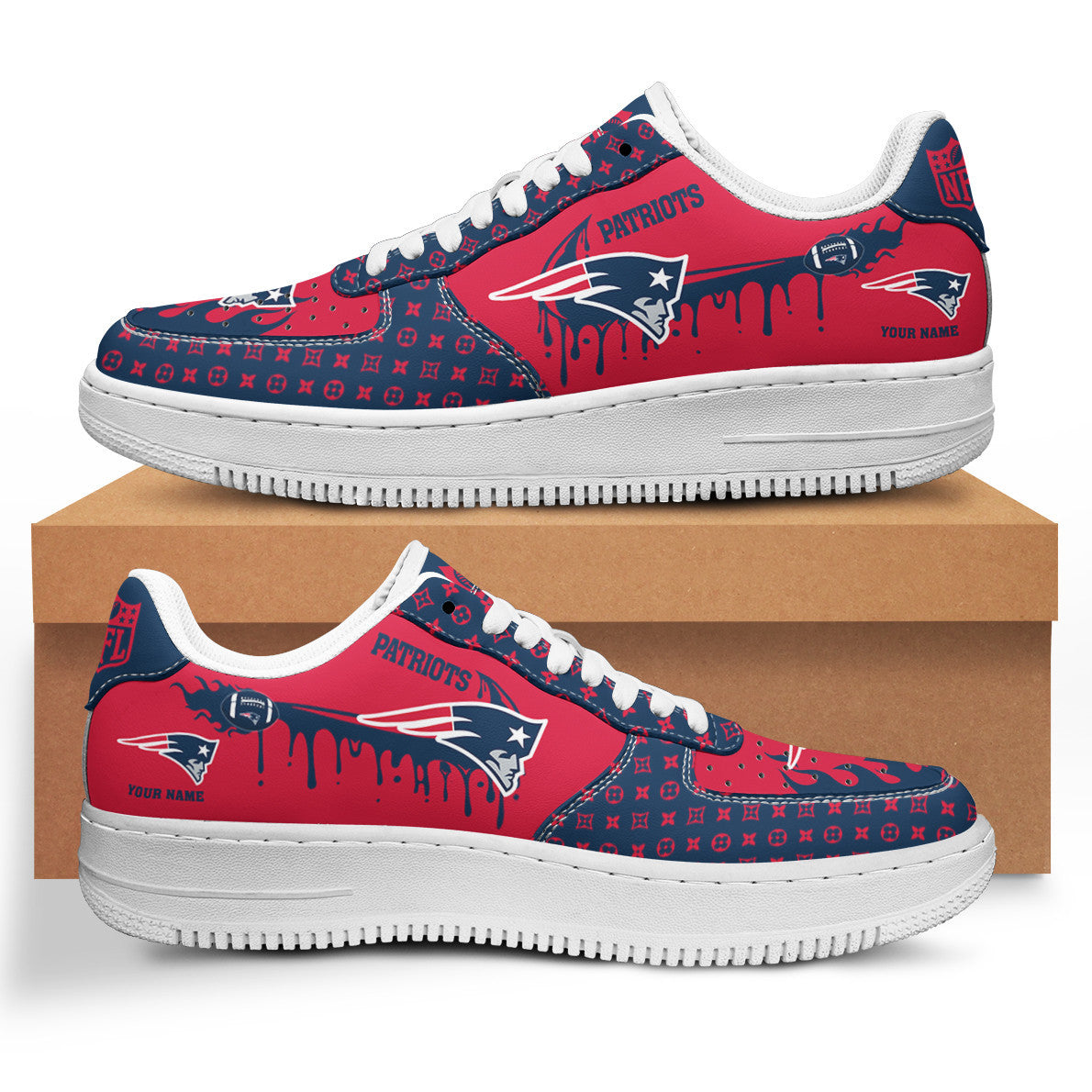 Footwearstorm New England Patriots NFL Air Low-Top Sneakers Shoes For Men And Women 1205664