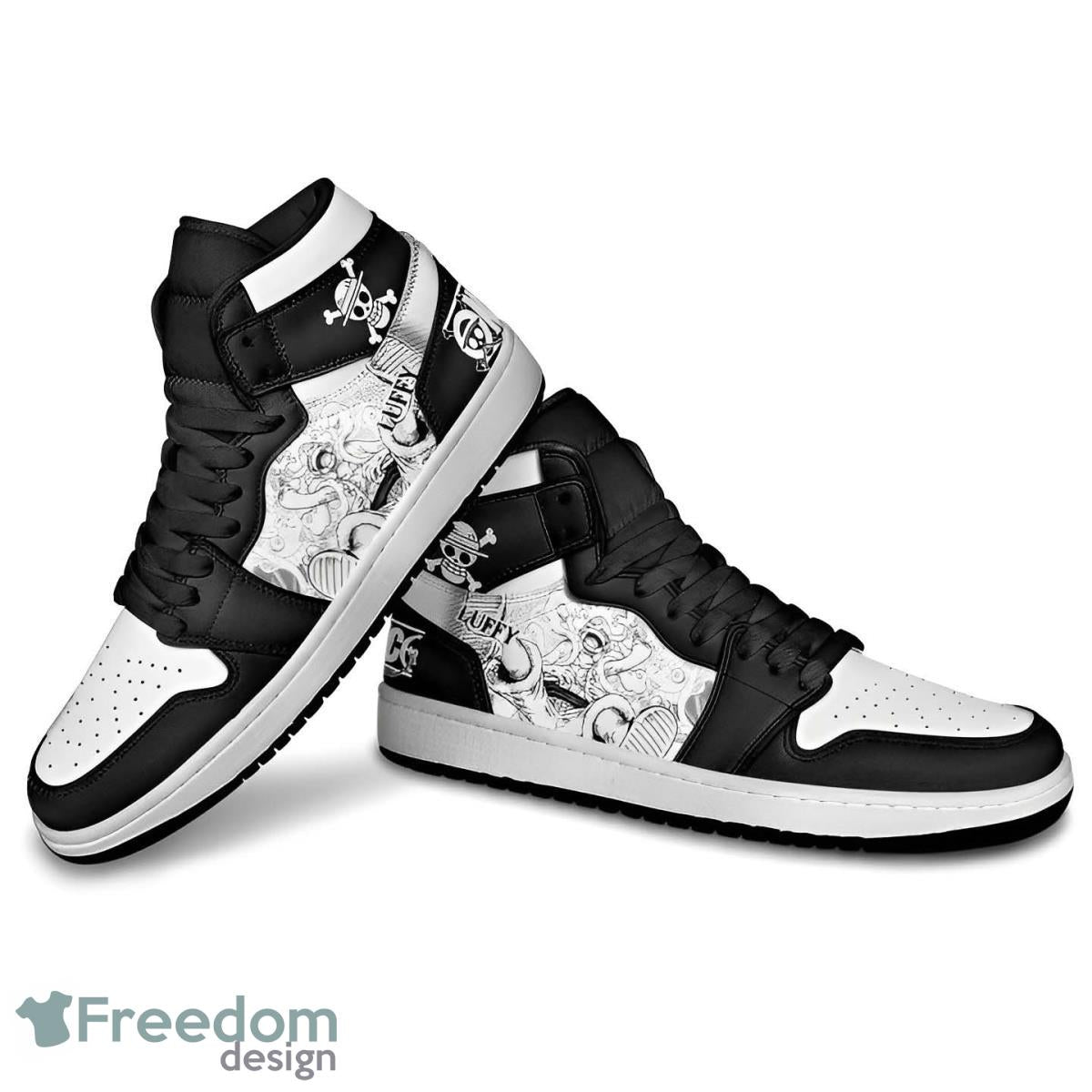 Footwearstorm One Piece Luffy Gear 5 Manga AJ1 High Sneakers Shoes For Men And Women 1