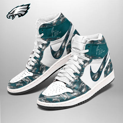 Footwearstorm Philadelphia Eagles AJ1 High Sneakers Shoes For Men And Women 4