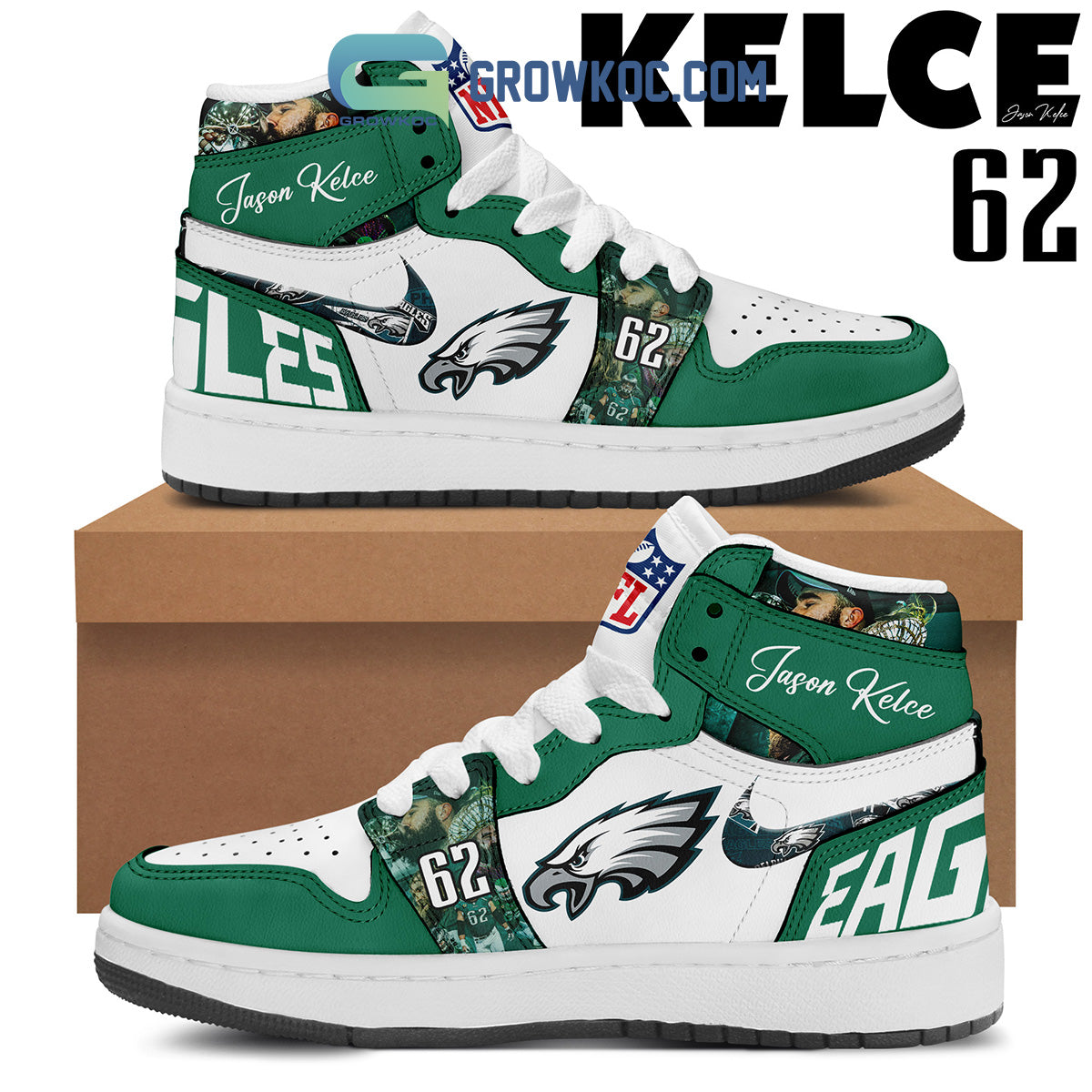 Footwearstorm Philadelphia Eagles AJ1 High Sneakers Shoes For Men And Women 5