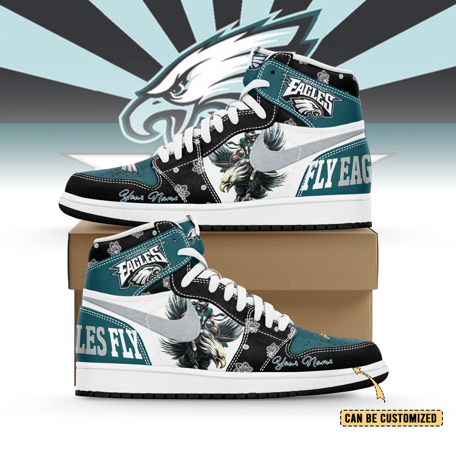 Footwearstorm Philadelphia Eagles AJ1 High Sneakers Shoes For Men And Women 1