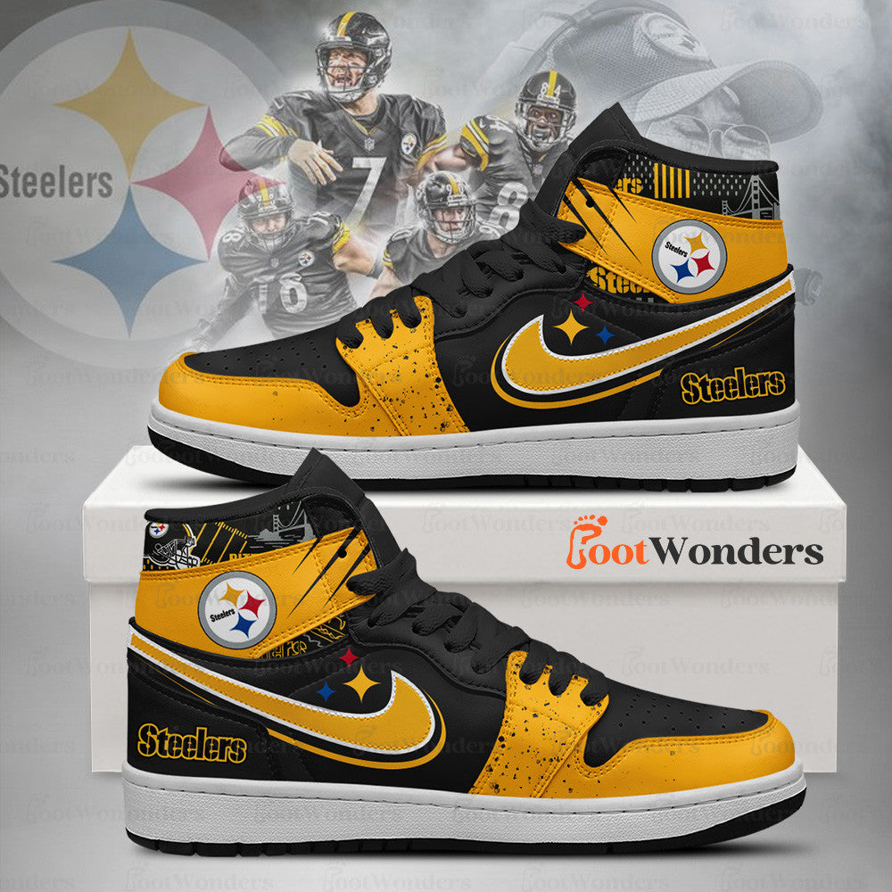 Footwearstorm Pittsburgh Steelers AJ1 High Sneakers Shoes For Men And Women 1