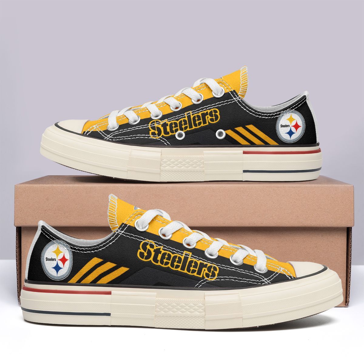 Footwearstorm Pittsburgh Steelers Low Top Canvas Sneakers Shoes For Men And Women 1