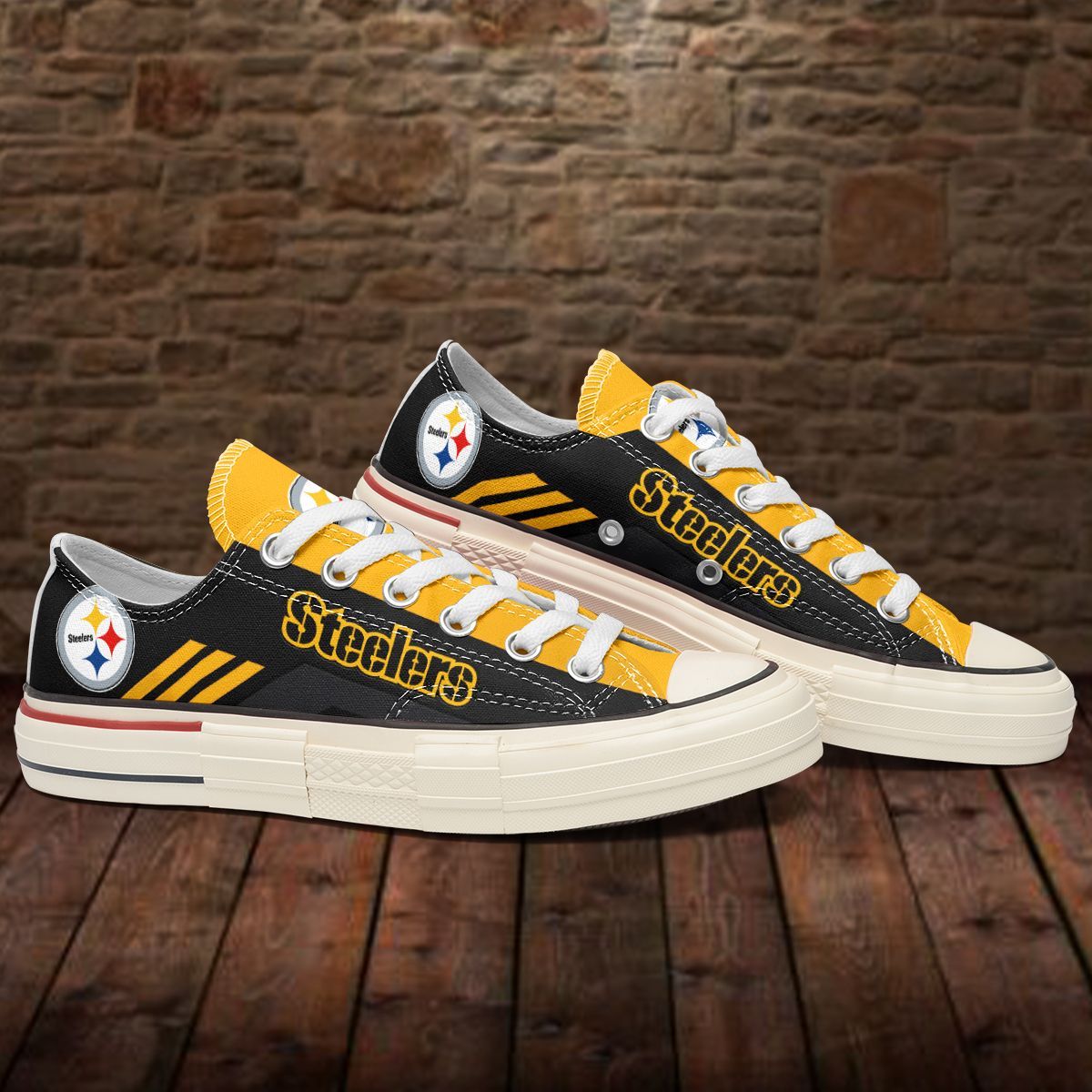 Footwearstorm Pittsburgh Steelers Low Top Canvas Sneakers Shoes For Men And Women 1