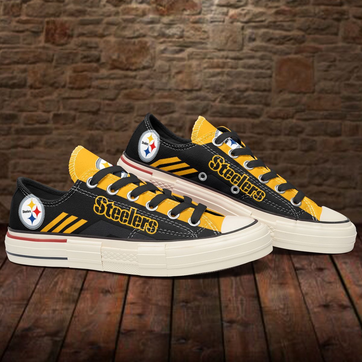 Footwearstorm Pittsburgh Steelers Low Top Canvas Sneakers Shoes For Men And Women 1