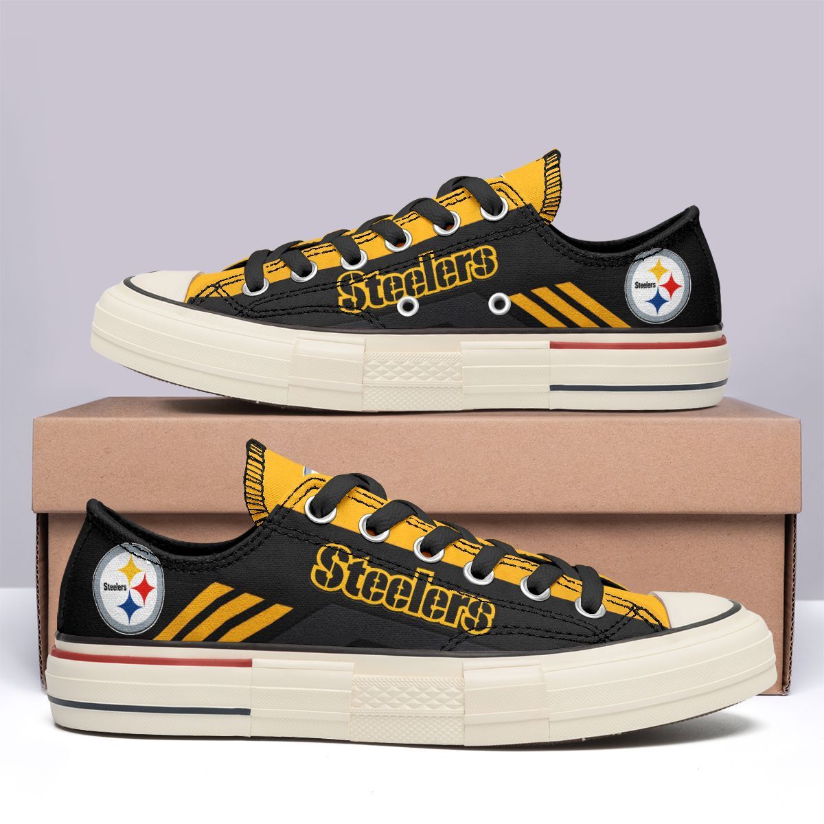 Footwearstorm Pittsburgh Steelers Low Top Canvas Sneakers Shoes For Men And Women 1