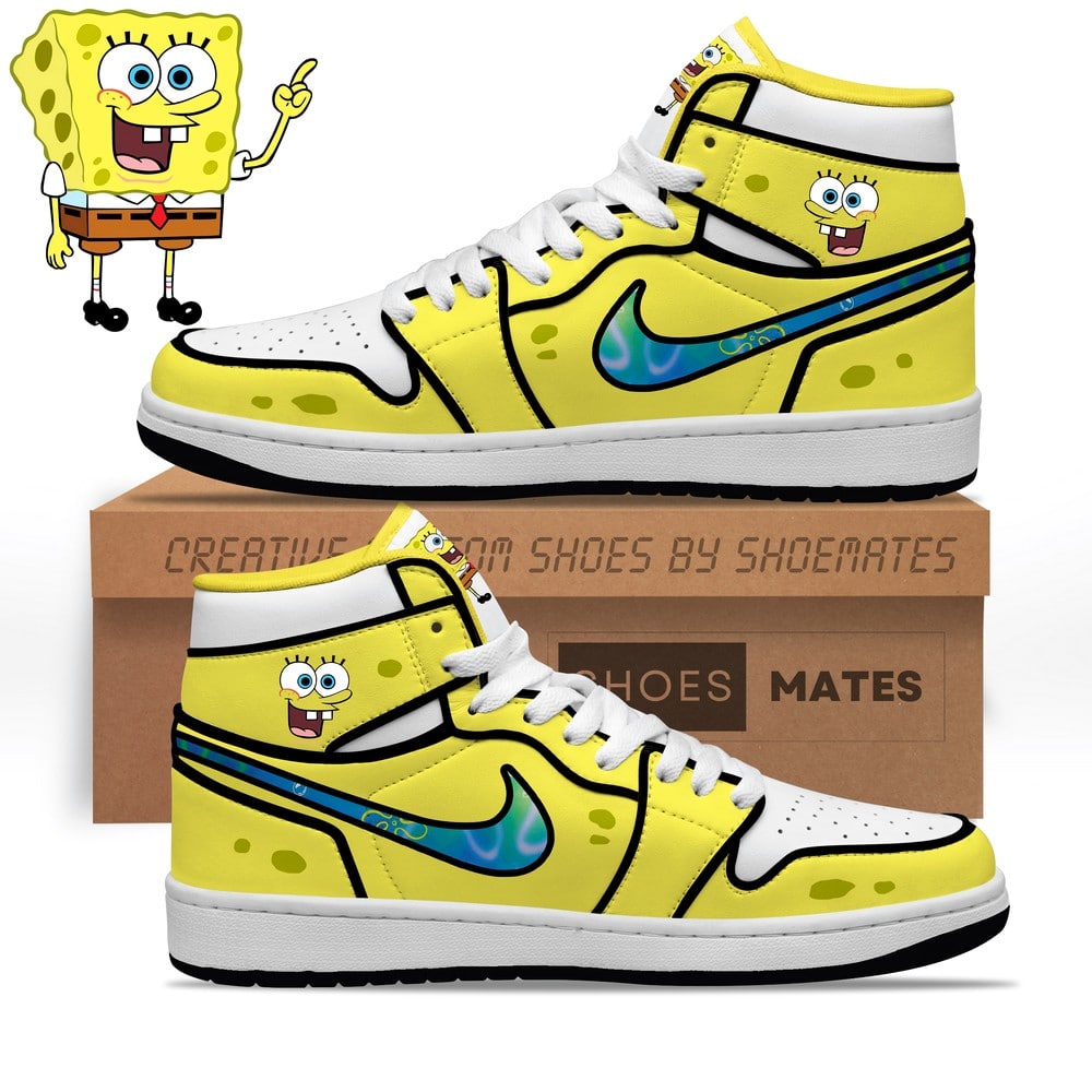 Footwearstorm SpongeBob SquarePants AJ1 High Sneakers Shoes For Men And Women 1