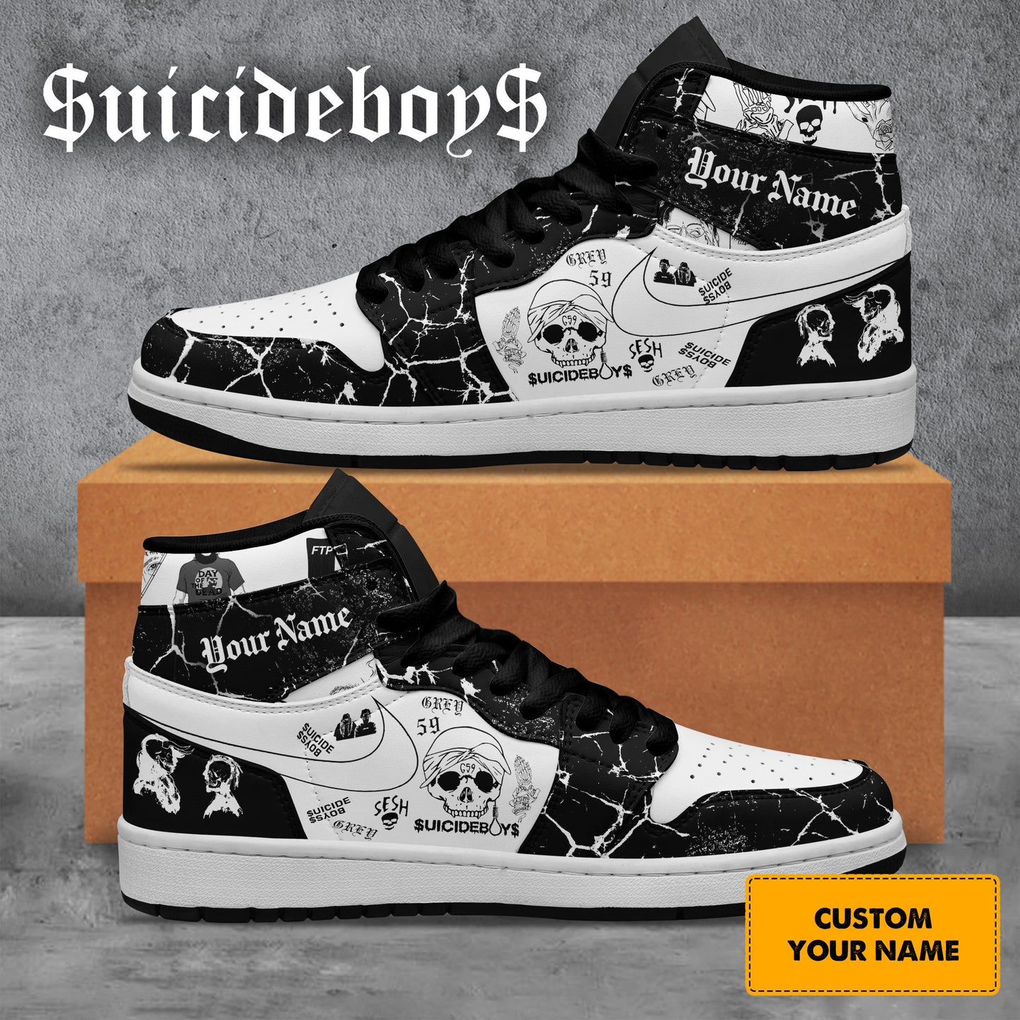 Footwearstorm Suicideboys AJ1 High Sneakers Shoes For Men And Women 1