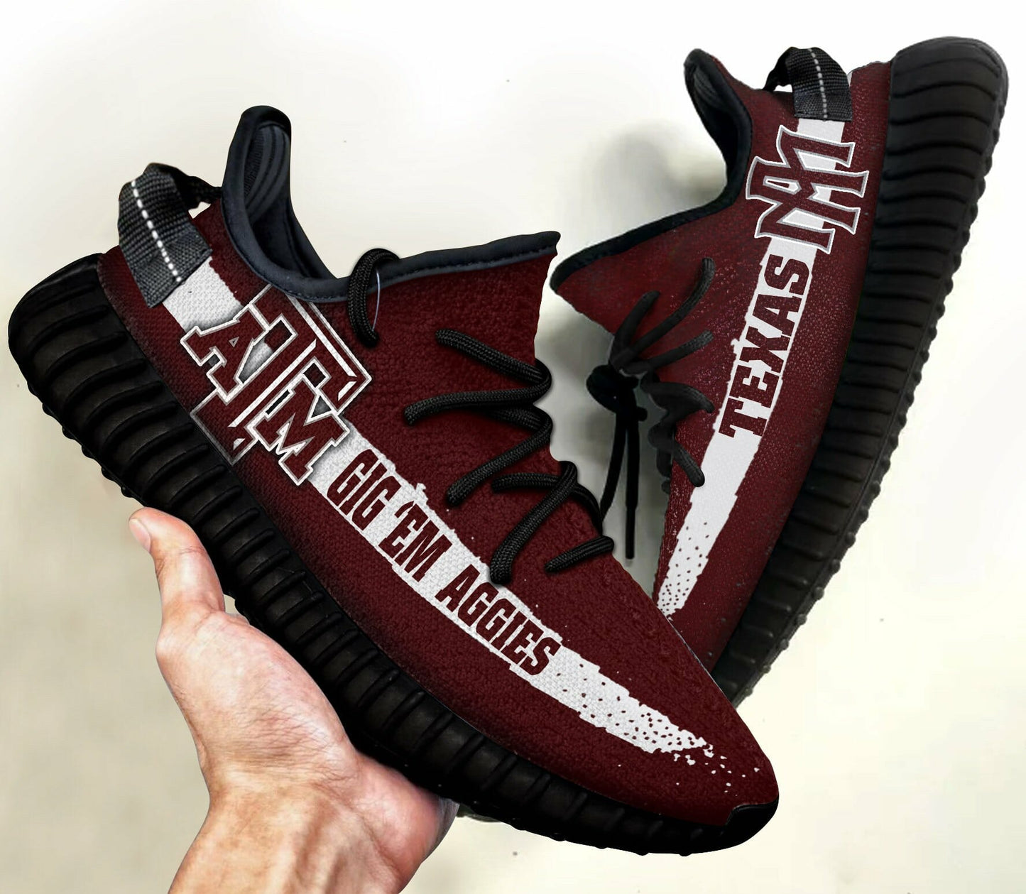 Footwearstorm Texas A&amp;M Aggies Yeezy Boost Shoes For Men And Women 1