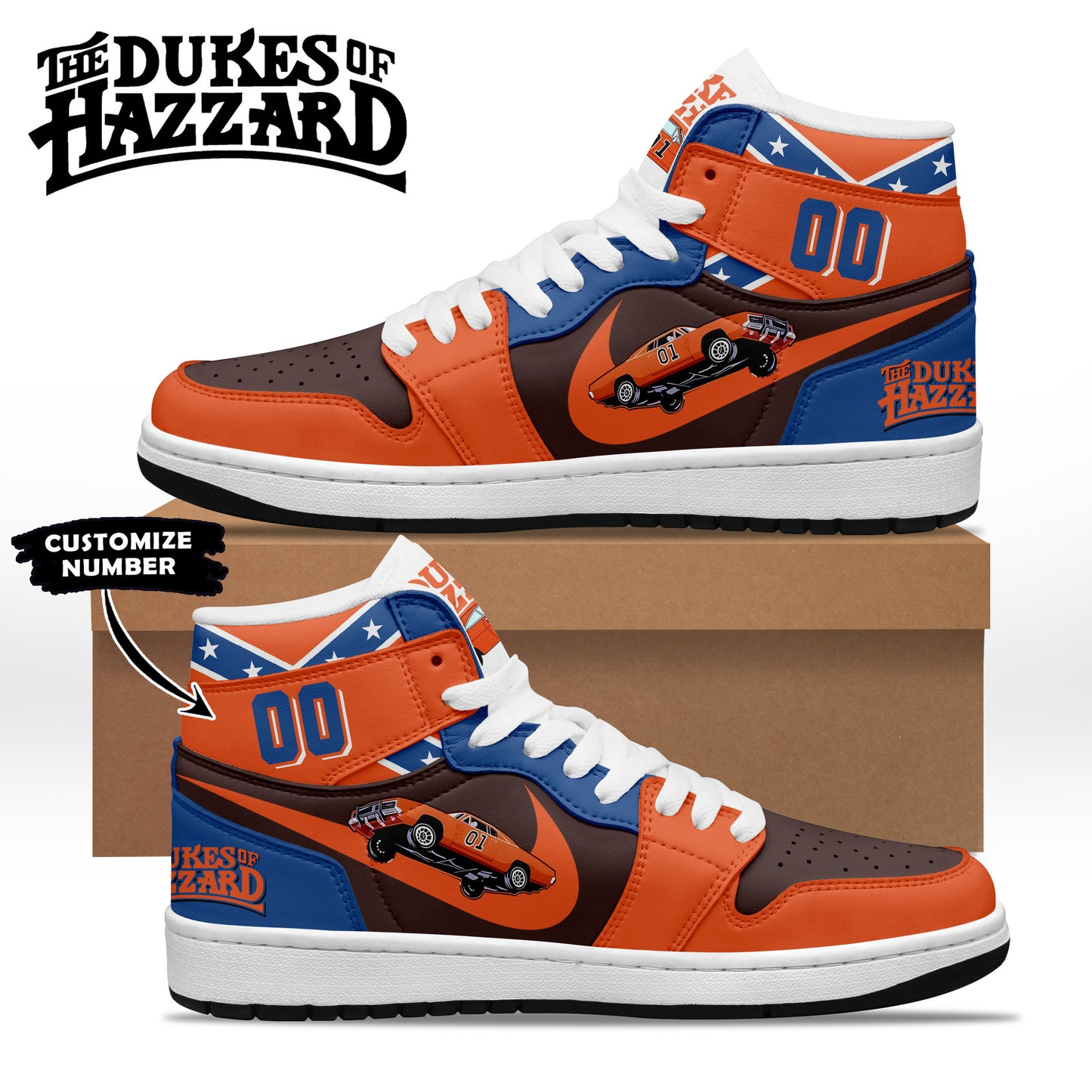 Footwearstorm The Dukes of Hazzard AJ1 High Sneakers Shoes For Men And Women 1