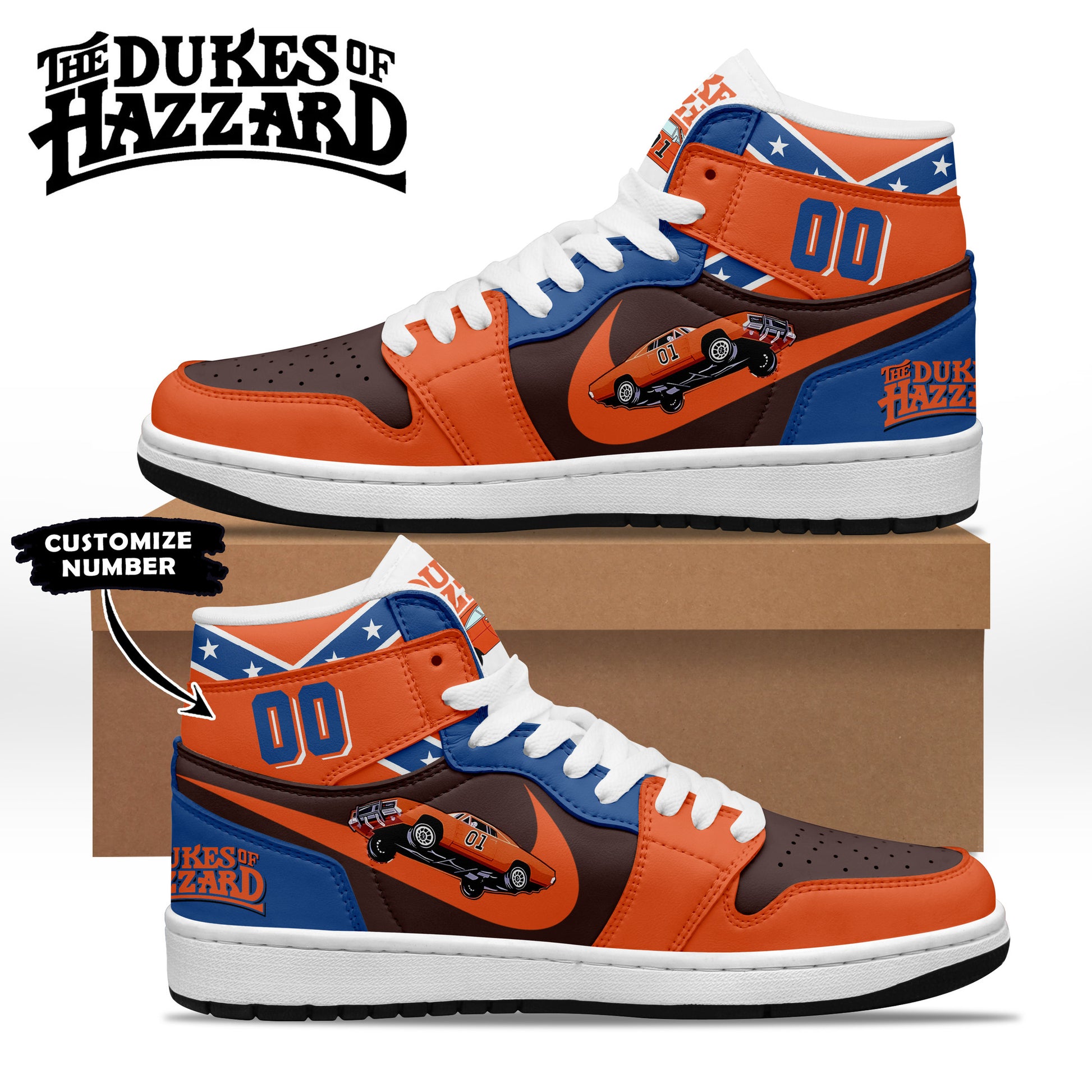 Footwearstorm The Dukes of Hazzard AJ1 High Sneakers Shoes For Men And Women 1
