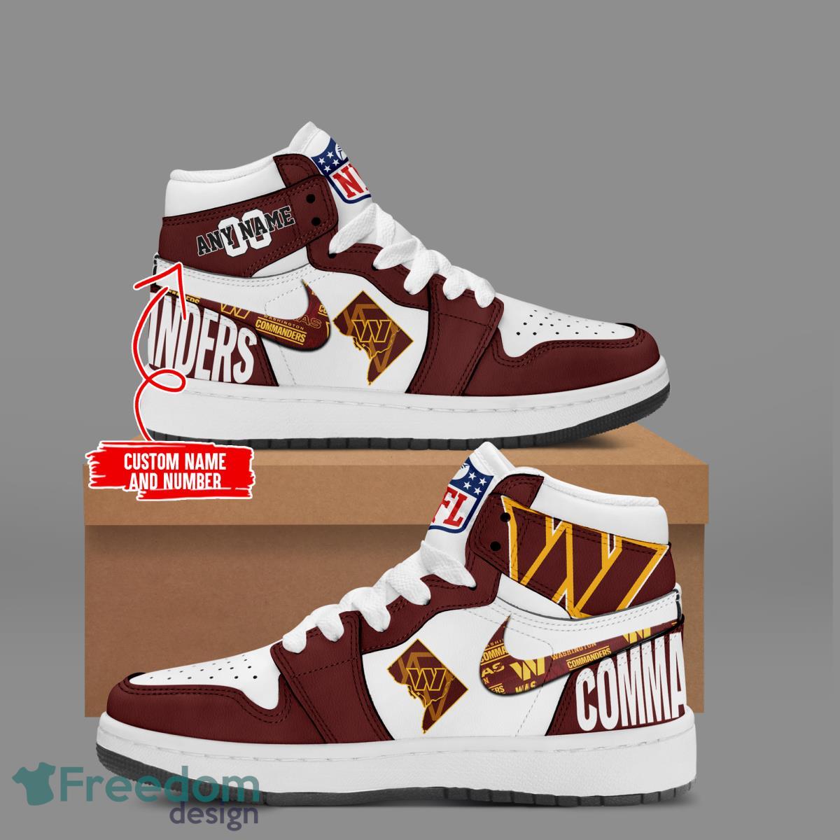 Footwearstorm Washington Commanders AJ1 High Sneakers Shoes For Men And Women 1