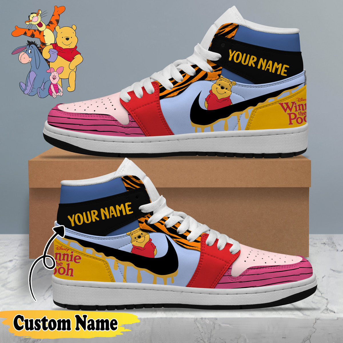 Footwearstorm Winnie The Pooh AJ1 High Sneakers Shoes For Men And Women 1