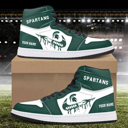 Footwearstorm Michigan State Spartans AJ1 High Sneakers Shoes For Men And Women 3009291