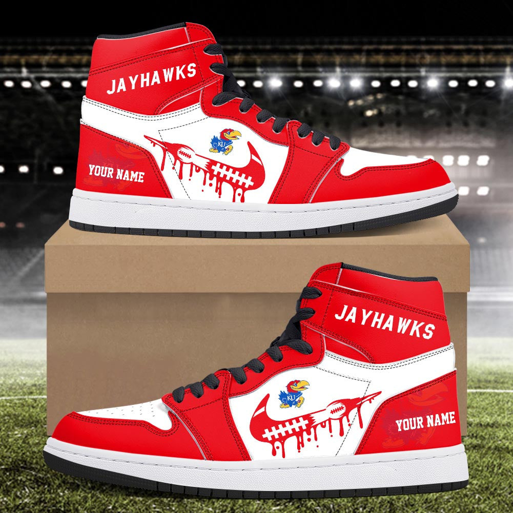 Footwearstorm Kansas Jayhawks AJ1 High Sneakers Shoes For Men And Women 3009287