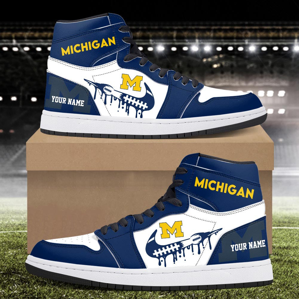 Footwearstorm Michigan Wolverines AJ1 High Sneakers Shoes For Men And Women 3009284