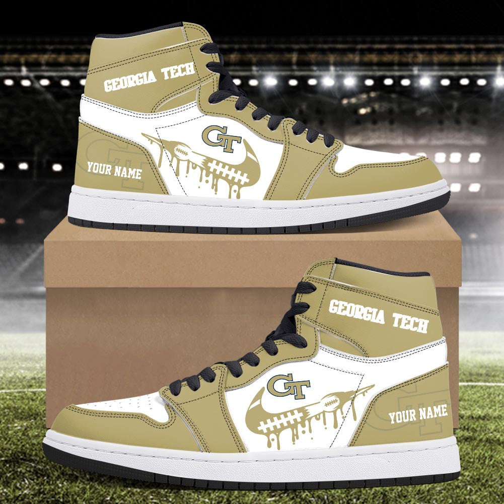 Footwearstorm Georgia Tech Yellow Jackets AJ1 High Sneakers Shoes For Men And Women 3009238