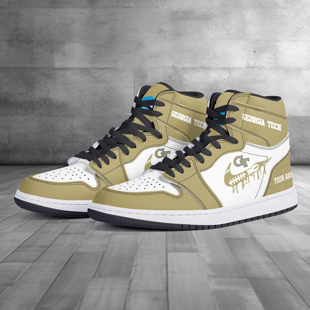 Footwearstorm Georgia Tech Yellow Jackets AJ1 High Sneakers Shoes For Men And Women 3009238