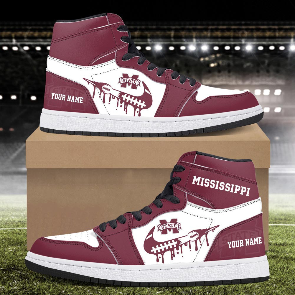 Footwearstorm Mississippi State Bulldogs AJ1 High Sneakers Shoes For Men And Women 3009227