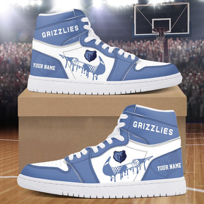 Footwearstorm Memphis Grizzlies AJ1 High Sneakers Shoes For Men And Women 30093