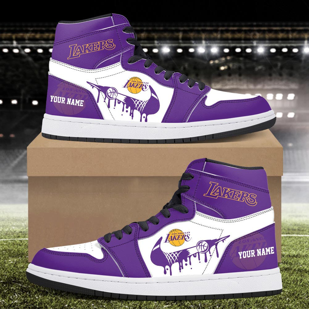 Footwearstorm Los Angeles Lakers AJ1 High Sneakers Shoes For Men And Women 300914
