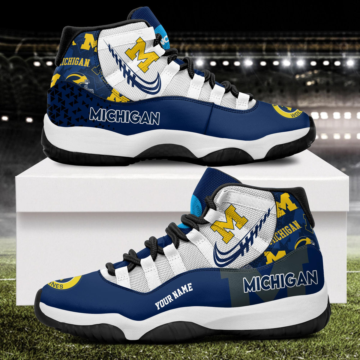 Footwearstorm Michigan Wolverines AJ11 Sneakers Shoes For Men And Women 2309318