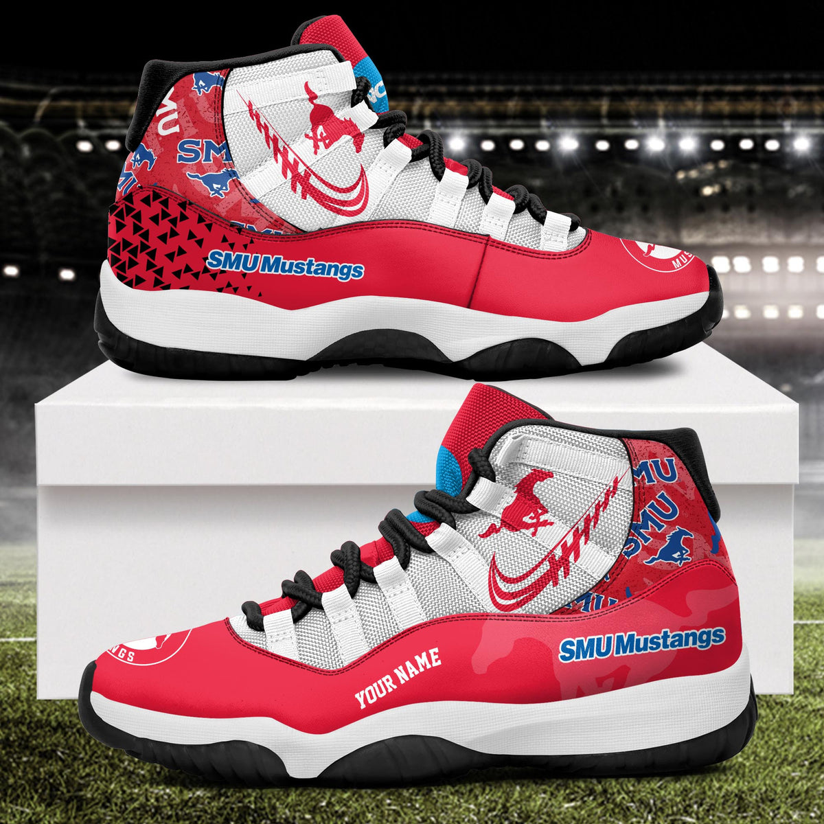 Footwearstorm SMU Mustangs AJ11 Sneakers Shoes For Men And Women 2309289