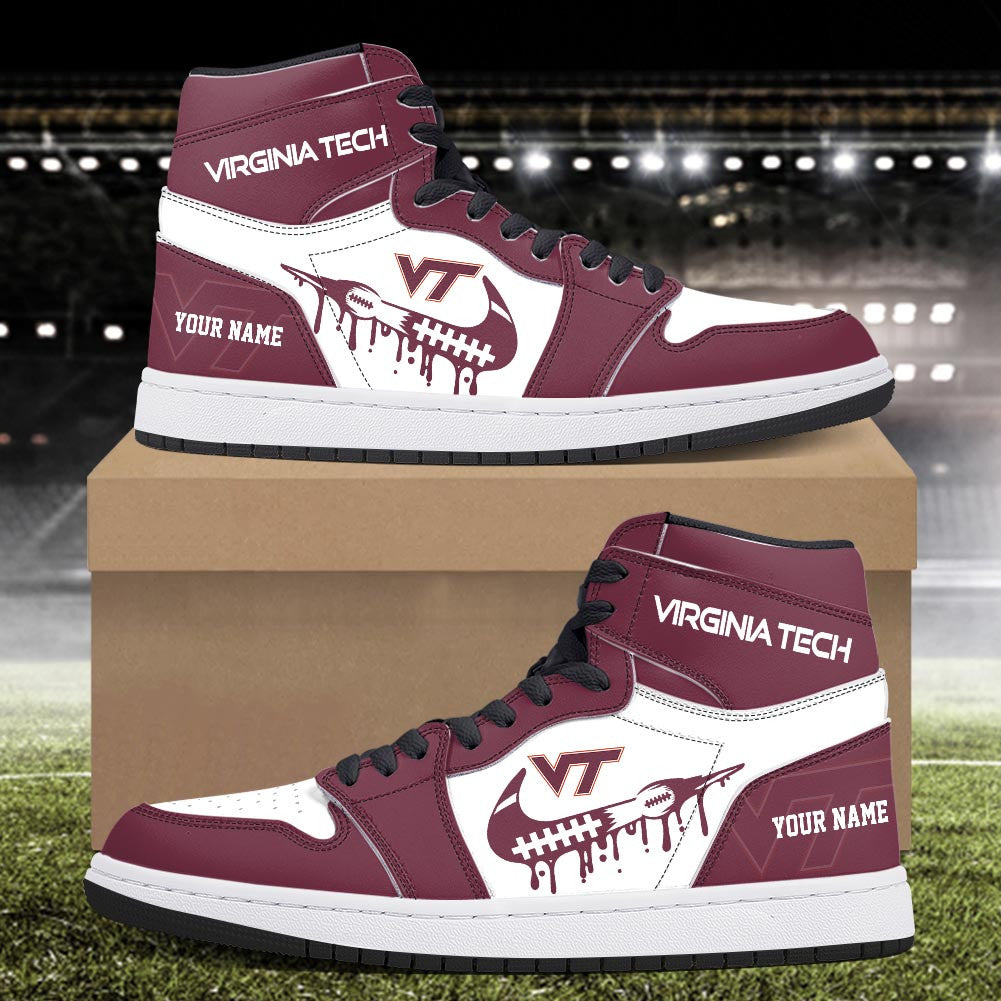 Footwearstorm Virginia Tech Hokies AJ1 High Sneakers Shoes For Men And Women 3009292
