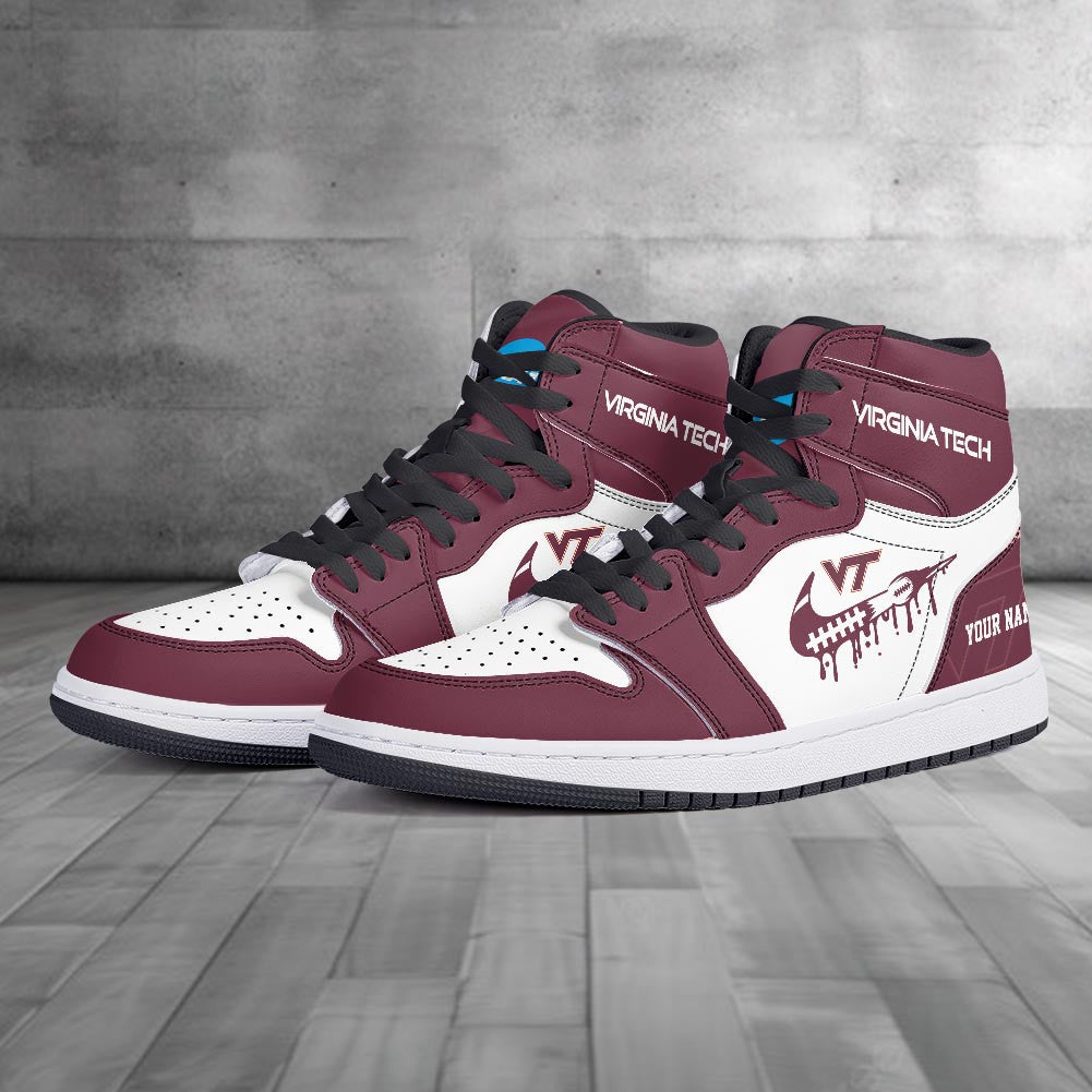 Footwearstorm Virginia Tech Hokies AJ1 High Sneakers Shoes For Men And Women 3009292