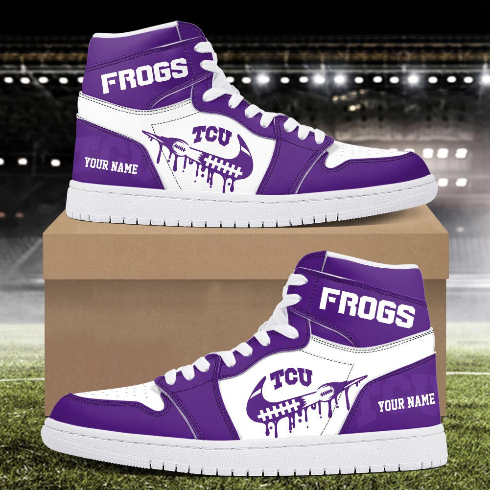 Footwearstorm TCU Horned Frogs AJ1 High Sneakers Shoes For Men And Women 3009279