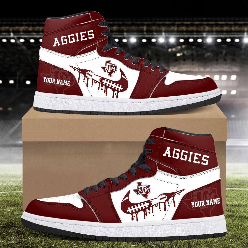 Footwearstorm Texas A&M Aggies AJ1 High Sneakers Shoes For Men And Women 3009269