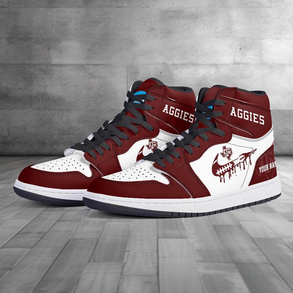 Footwearstorm Texas A&M Aggies AJ1 High Sneakers Shoes For Men And Women 3009269